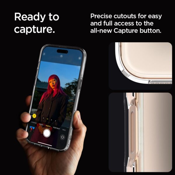 Spigen Ultra Hybrid Back Cover Case Compatible with iPhone 16 Pro (TPU + Poly Carbonate | Crystal Clear) - Image 6