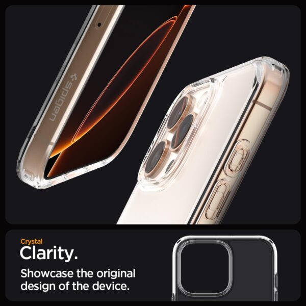 Spigen Ultra Hybrid Back Cover Case Compatible with iPhone 16 Pro (TPU + Poly Carbonate | Crystal Clear) - Image 4