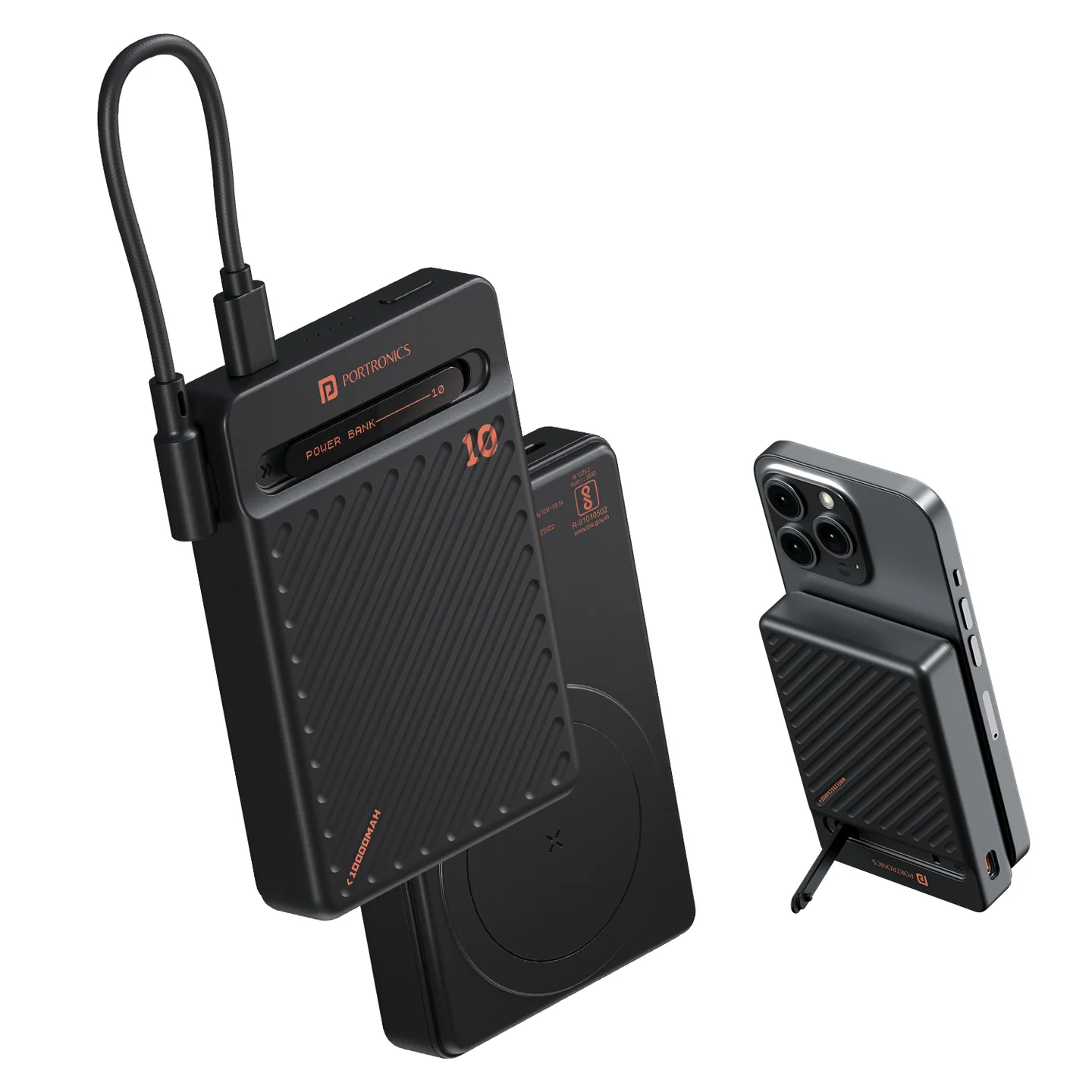 Portronics Chyro 10000mAh 15W Wireless Power Bank with MagSafe Stand