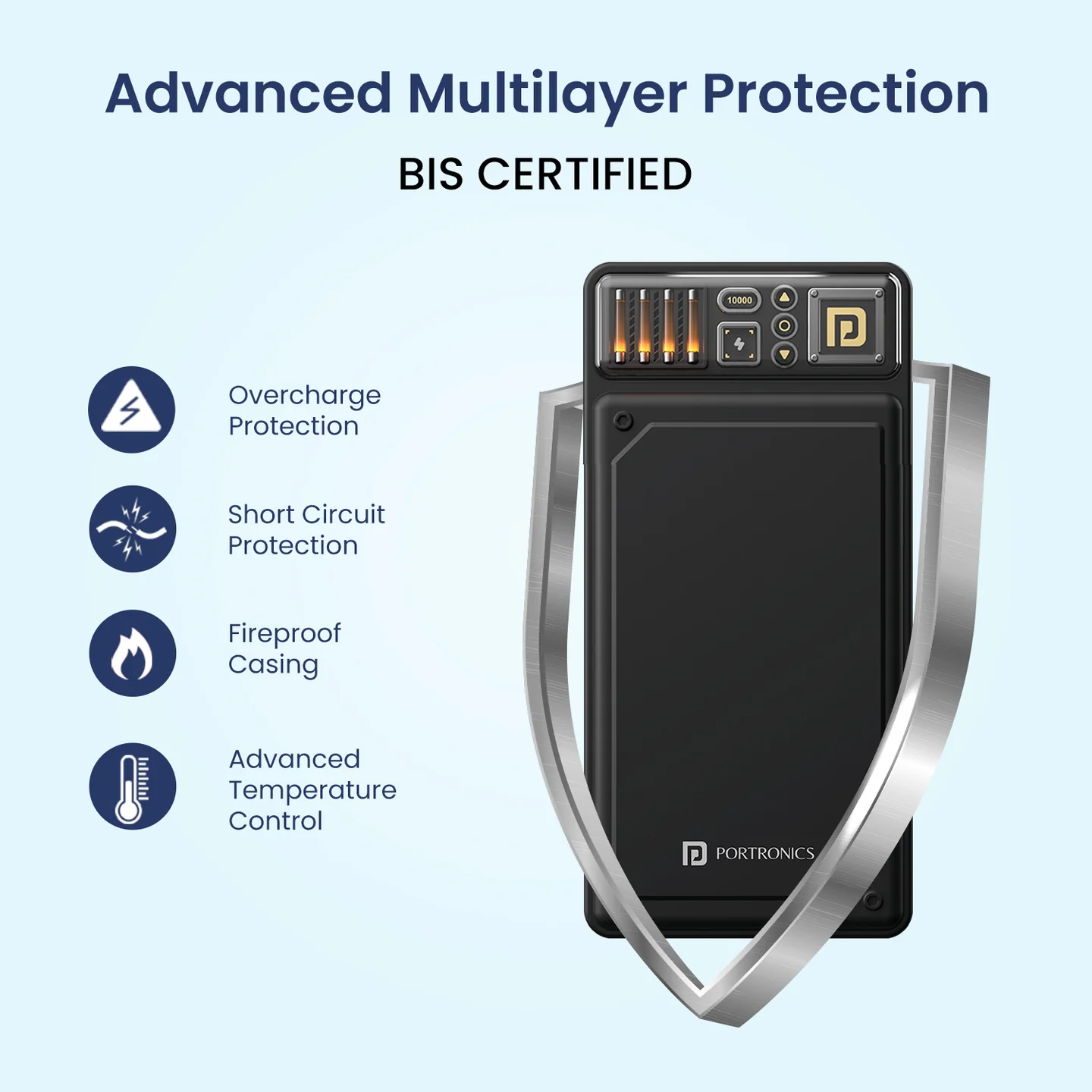 Portronics Luxcell C 10000mAh Power Bank | 22.5W Fast Charging | Type-C PD & USB-A Output - Image 6