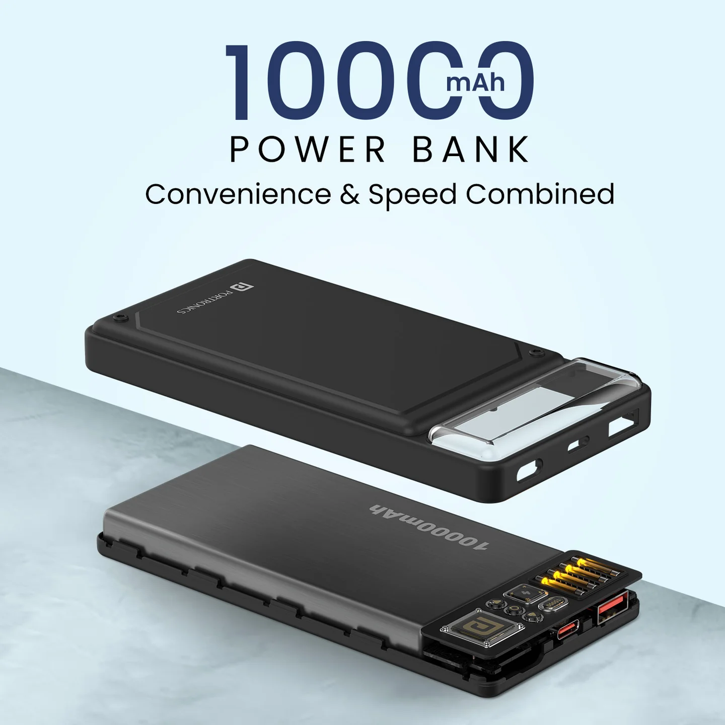 Portronics Luxcell C 10000mAh Power Bank | 22.5W Fast Charging | Type-C PD & USB-A Output - Image 4